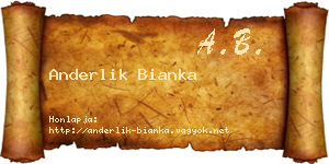 Anderlik Bianka névjegykártya